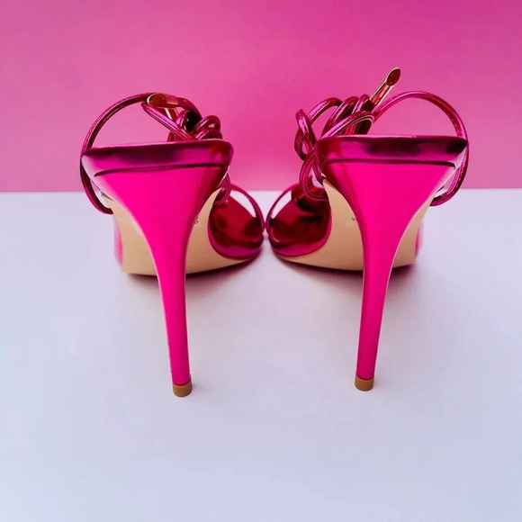 Women’s Metallic Pink Lace-Up Stiletto Heels Sexy Party Shoes Size 7 - Picture 4 of 9